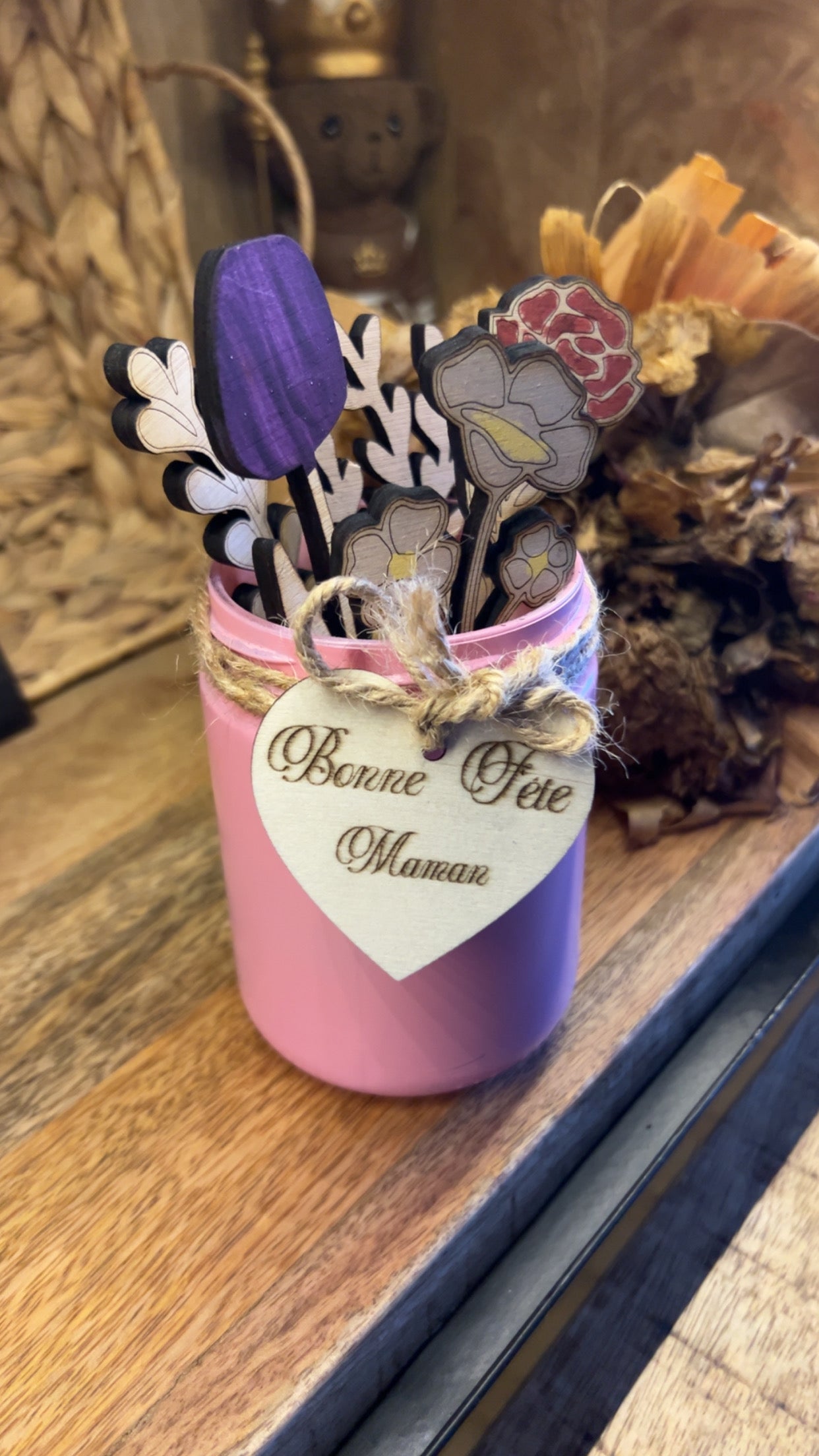 Bouquet de fleurs en bois