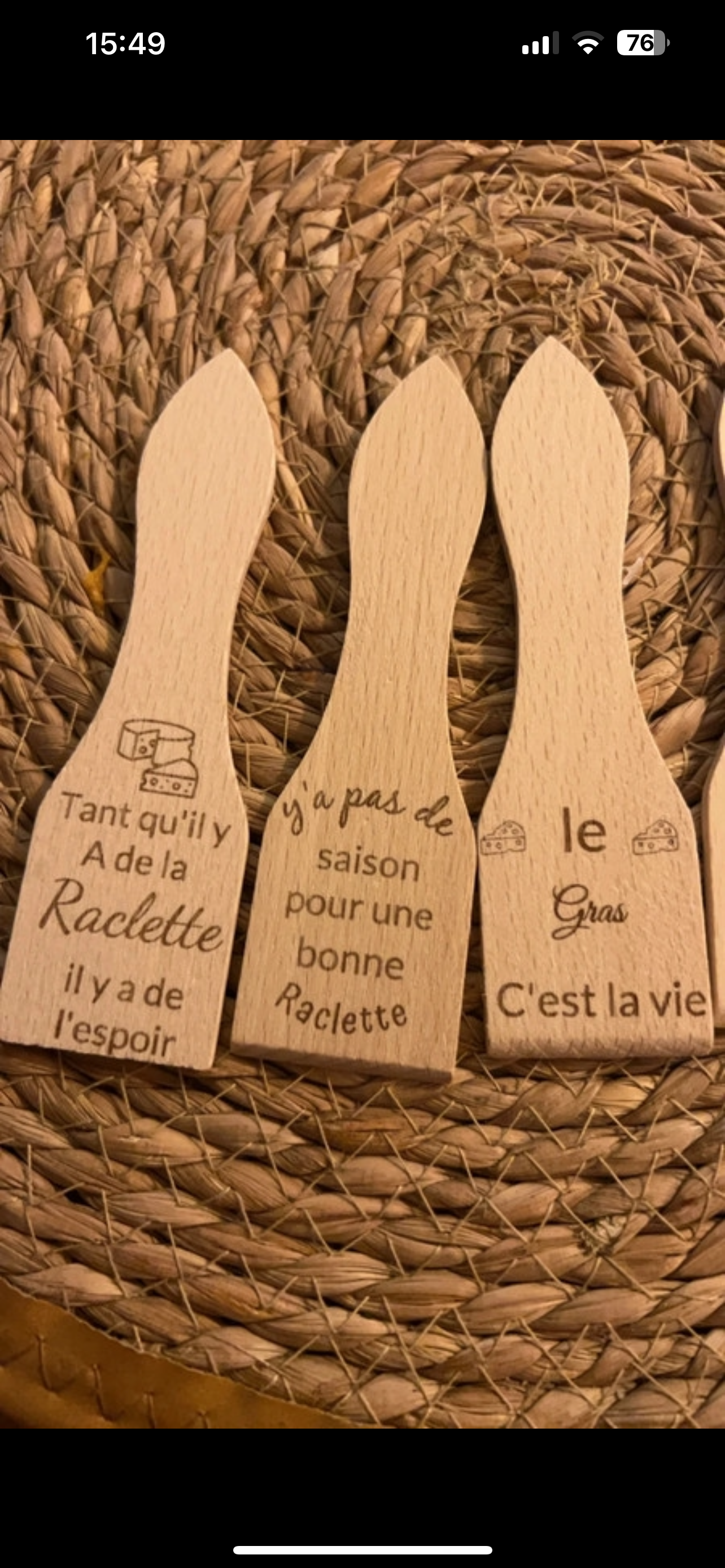 Lot de 6 cuillères à raclette personnalisable