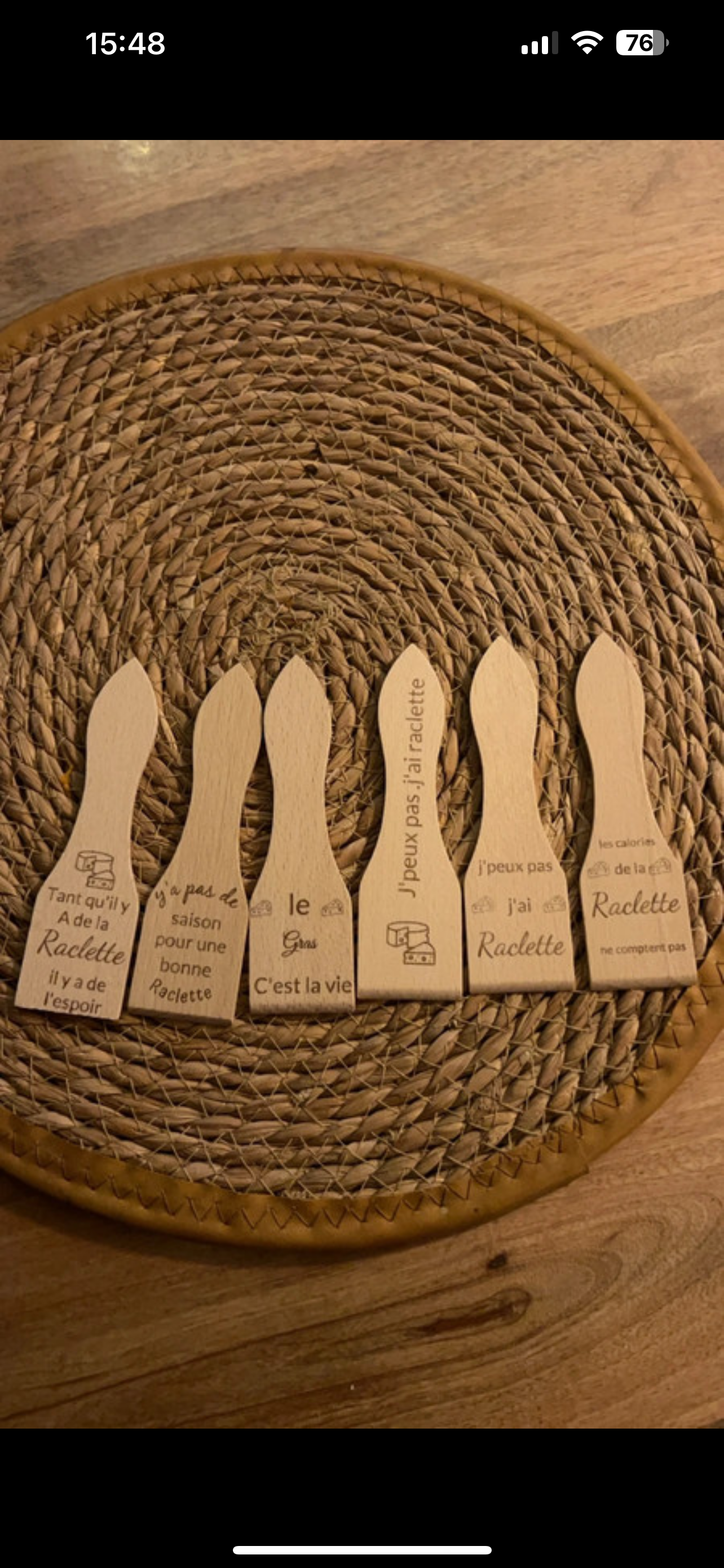 Lot de 6 cuillères à raclette personnalisable